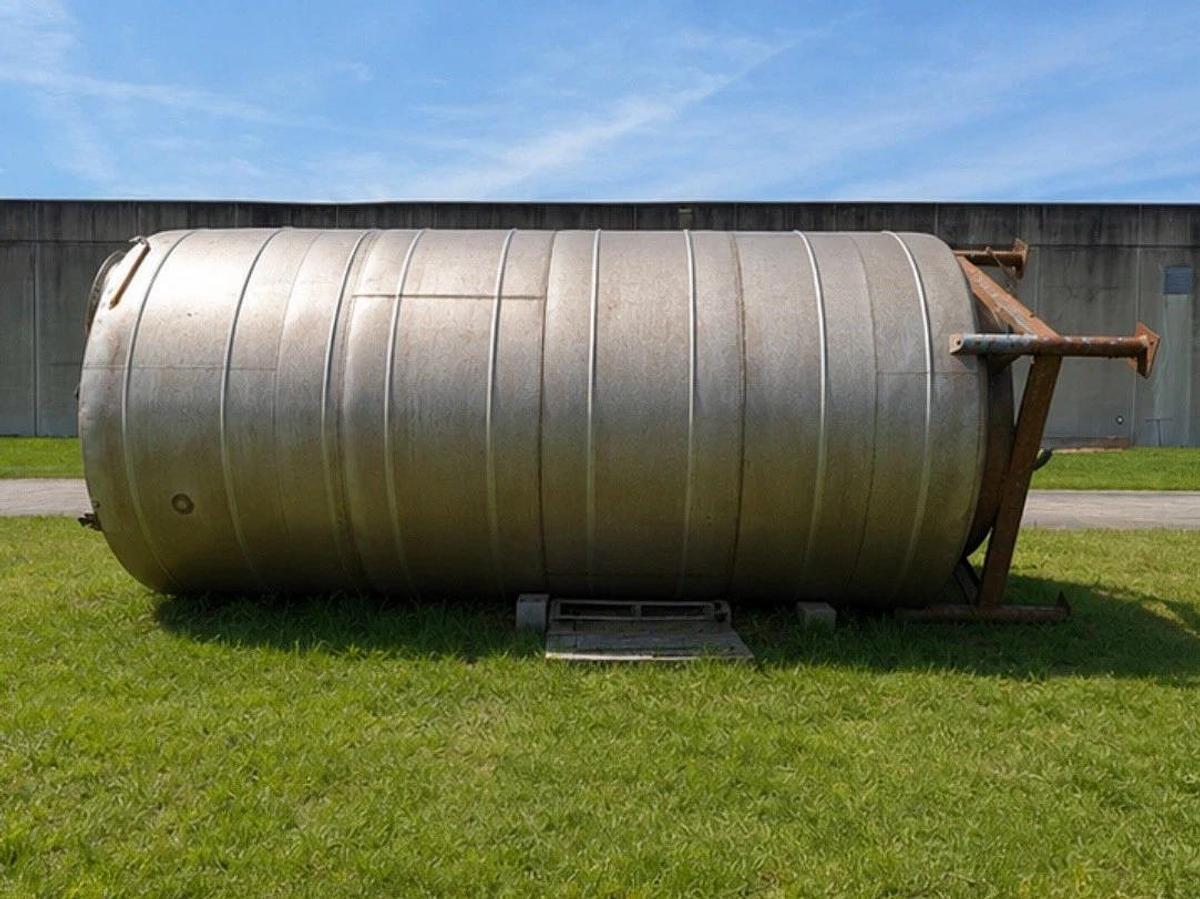 Used 10,000 Gallon Stainless Steel Vertical Storage Process Tank Dome Top Cone Bottom