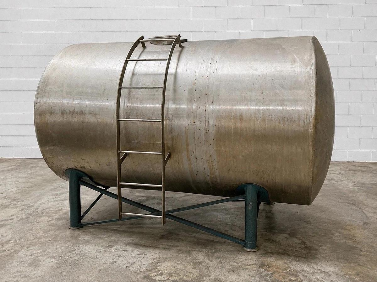 Used 2000 Gallon Horizontal Holding Tank - 304 Stainless Steel On Steel Frame