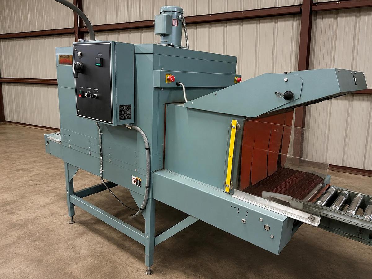 Used SHANKLIN T-8 INDUSTRIAL SHRINK TUNNEL – 28” W x 16” H OPENING – 230V 3PH