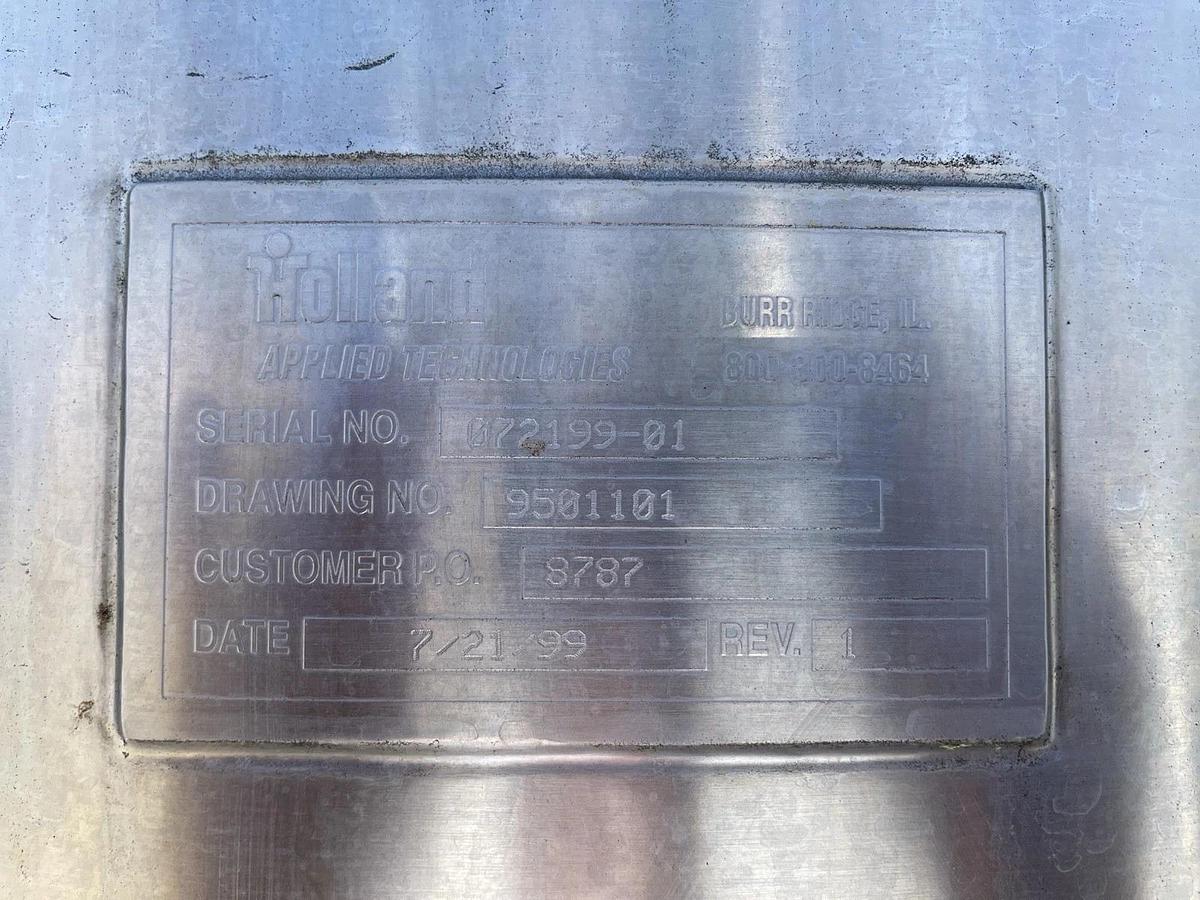 Used 500 Gallon Stainless Steel Storage Tank Mfg By HARRY HOLLAND AND SON