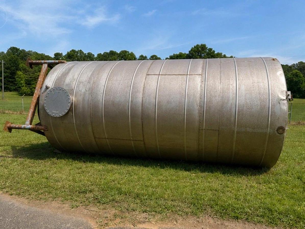 Used 10,000 Gallon Stainless Steel Vertical Storage Process Tank Dome Top Cone Bottom