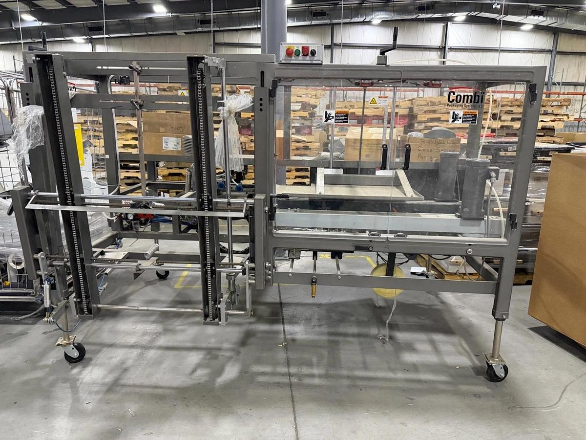 Used COMBI 2EZHS CASE ERECTOR / CASE FORMER Model 2EZHS Box Sealer Carton Tape Sealer