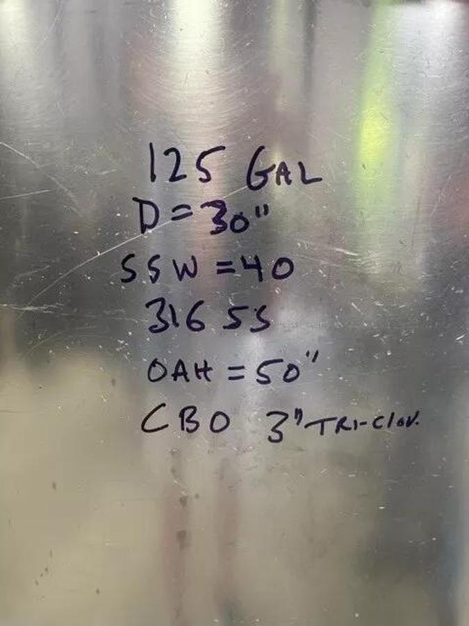 Used 125 Gallon Dixie Mixer 316 Stainless Steel Tank W High Shear Disperser  15 HP