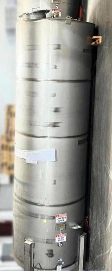 Used 3400 Gallon Mfg By Meridian Stainless Steel Vertical Storage Tank Very Clean