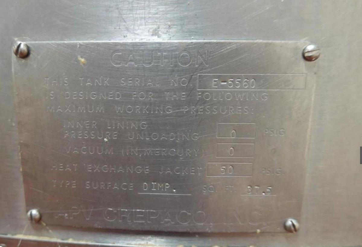 Used 300 Gallon CREAMERY PACKAGING CP 300 Insulated Mix Tank - Stainless Steel