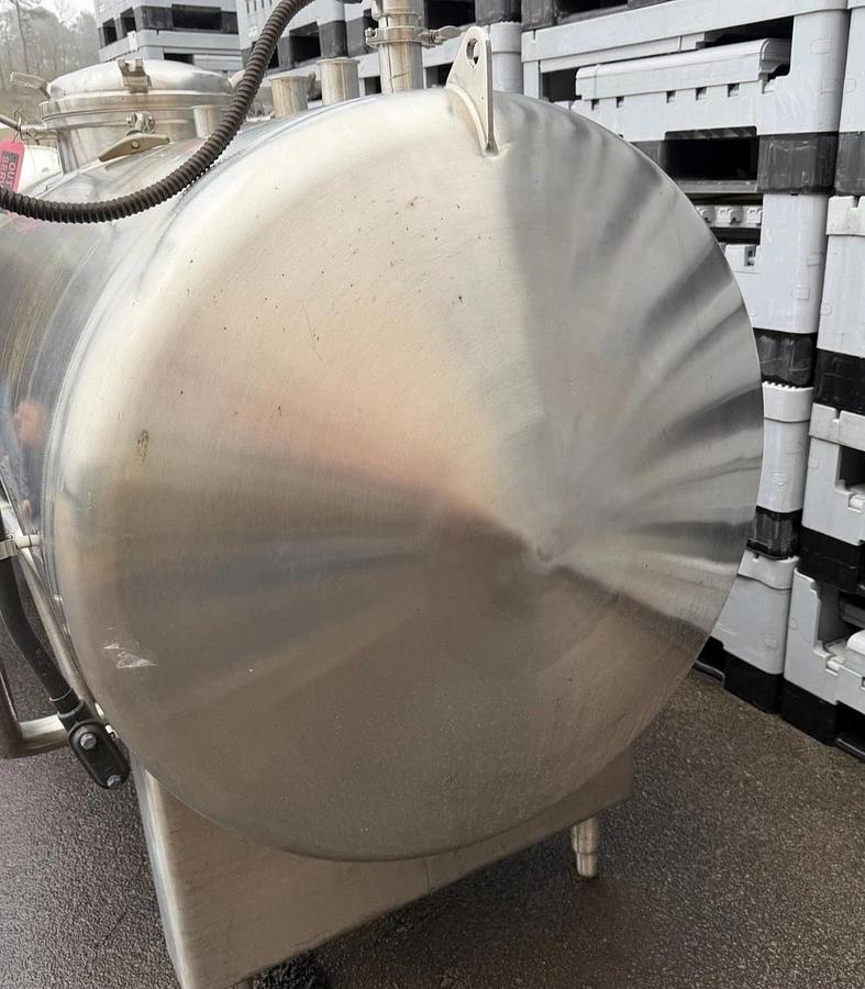 Used 750 Gallon Horizontal Holding Tank - 316 L Stainless Steel Tank w/skid