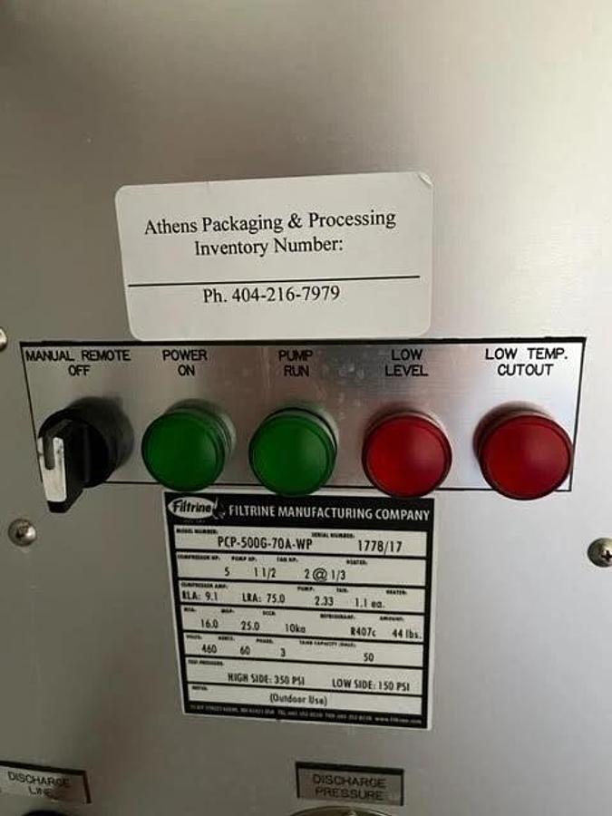 Filtrine PCP-500-70A WP Chiller  Filtrine Manufacturing Never Used