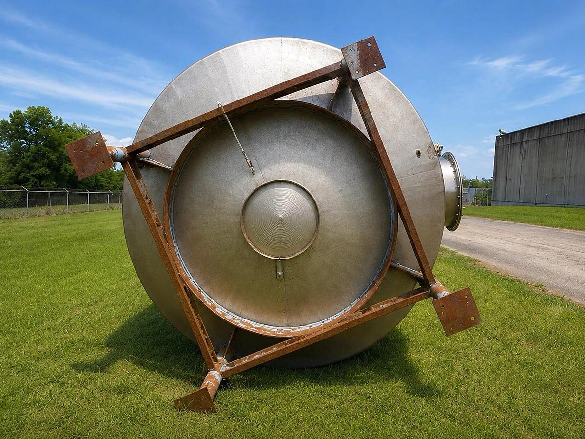 Used 10,000 Gallon Stainless Steel Vertical Storage Process Tank Dome Top Cone Bottom