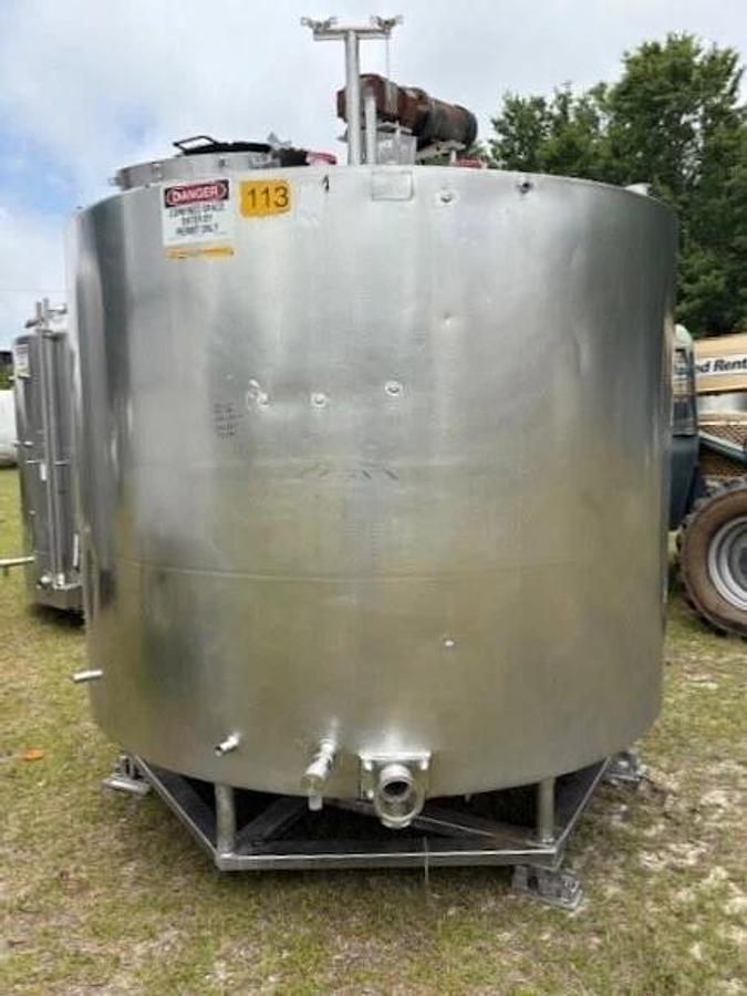 Used 1500 Gallon Stainless Steel Jacketed Processor mfg Chester Jensen Sweep Agitatio