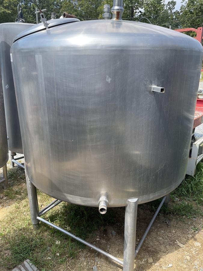 Used 500 Gallon Food Grade Tank with Dome Top and Cone Bottom - Stainless Steel