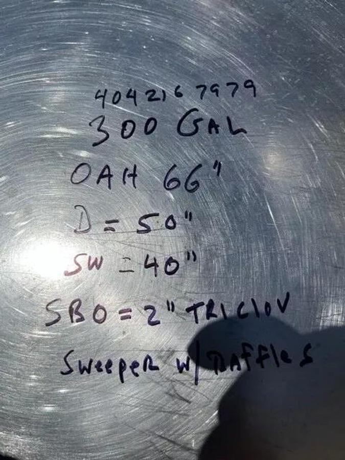 300 Gallon Stainless Steel Jacketed Processor Sweep w Mixer Tank dish Bottom