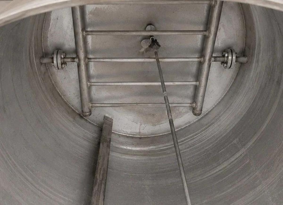 Used 400 Gallon Stainless Steel Tank Open Top, Cone Bottom , Top Center Mounted Mixer