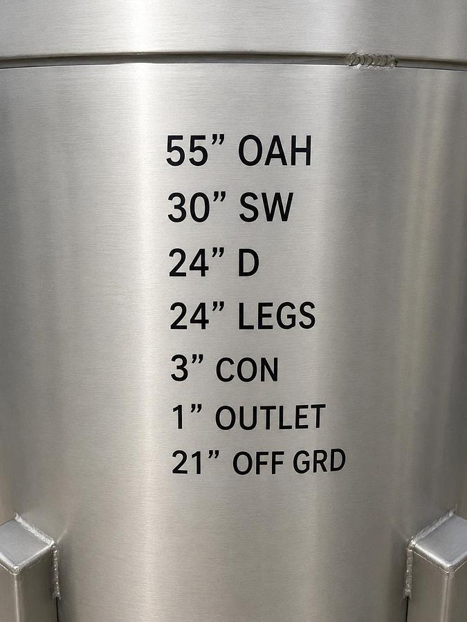 Used 50 Gallon 304 Stainless Steel Open Top Tank – Cone Bottom – 1” Center Drain