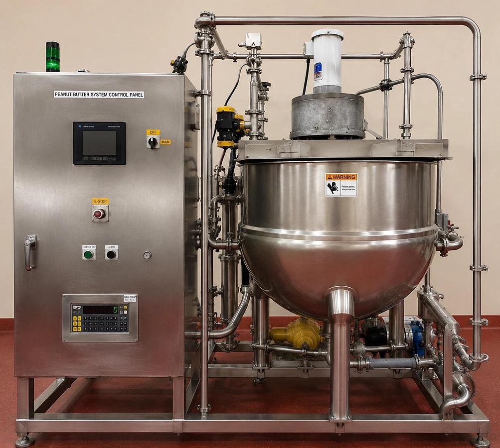 Used Groen TA-150 Stainless Steel Jacketed Scrape Surface Kettle Skid & Pumps Heat X