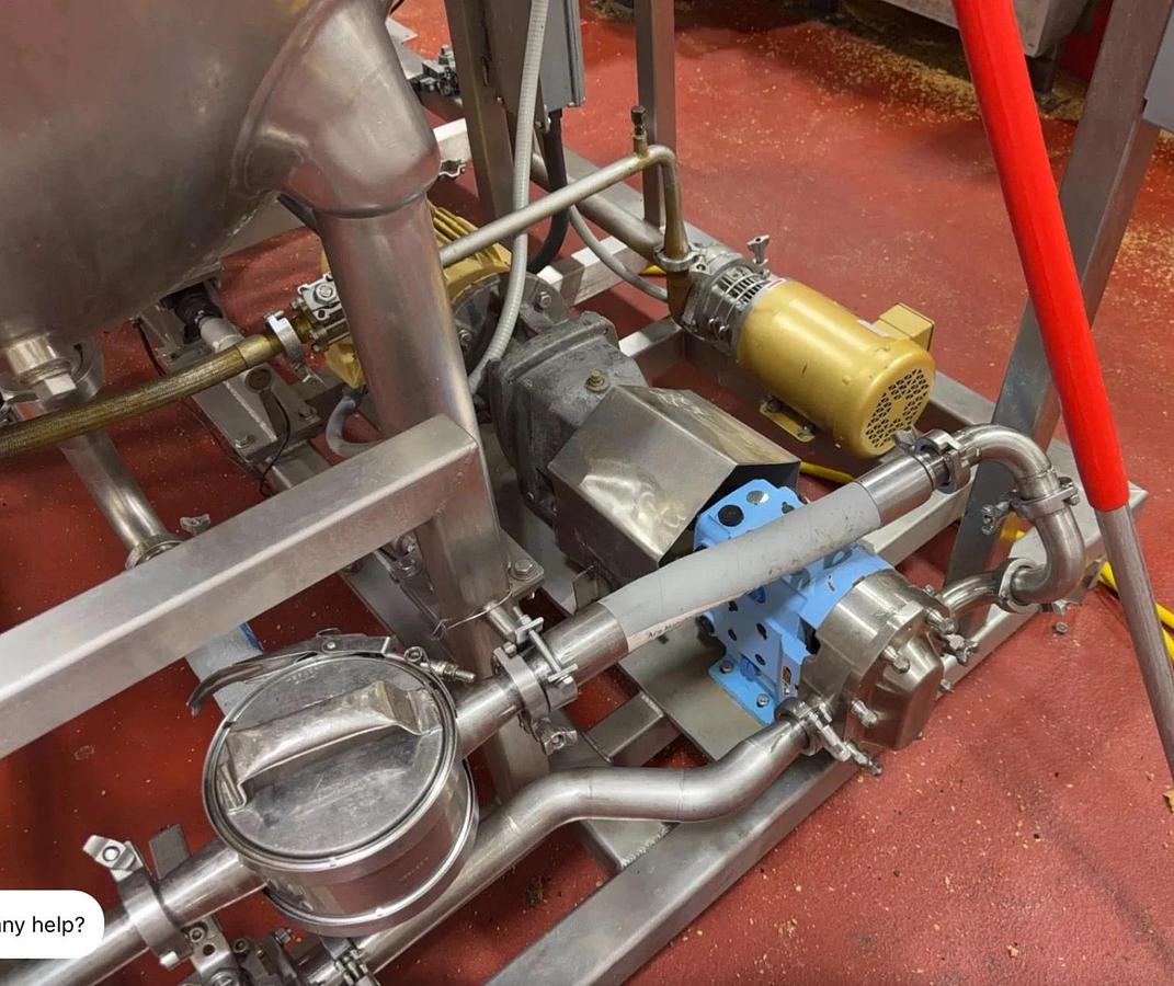 Used Groen TA-150 Stainless Steel Jacketed Scrape Surface Kettle Skid & Pumps Heat X