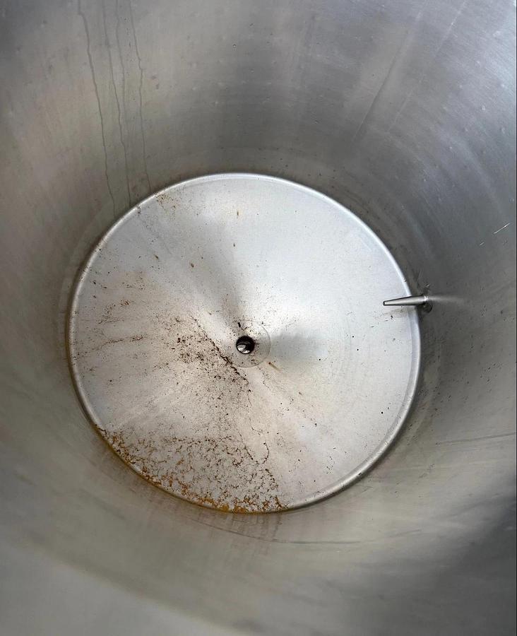 Used 200 Gallon Jacketed 316 Stainless Steel  Cone bottom center Drain mfg DCI