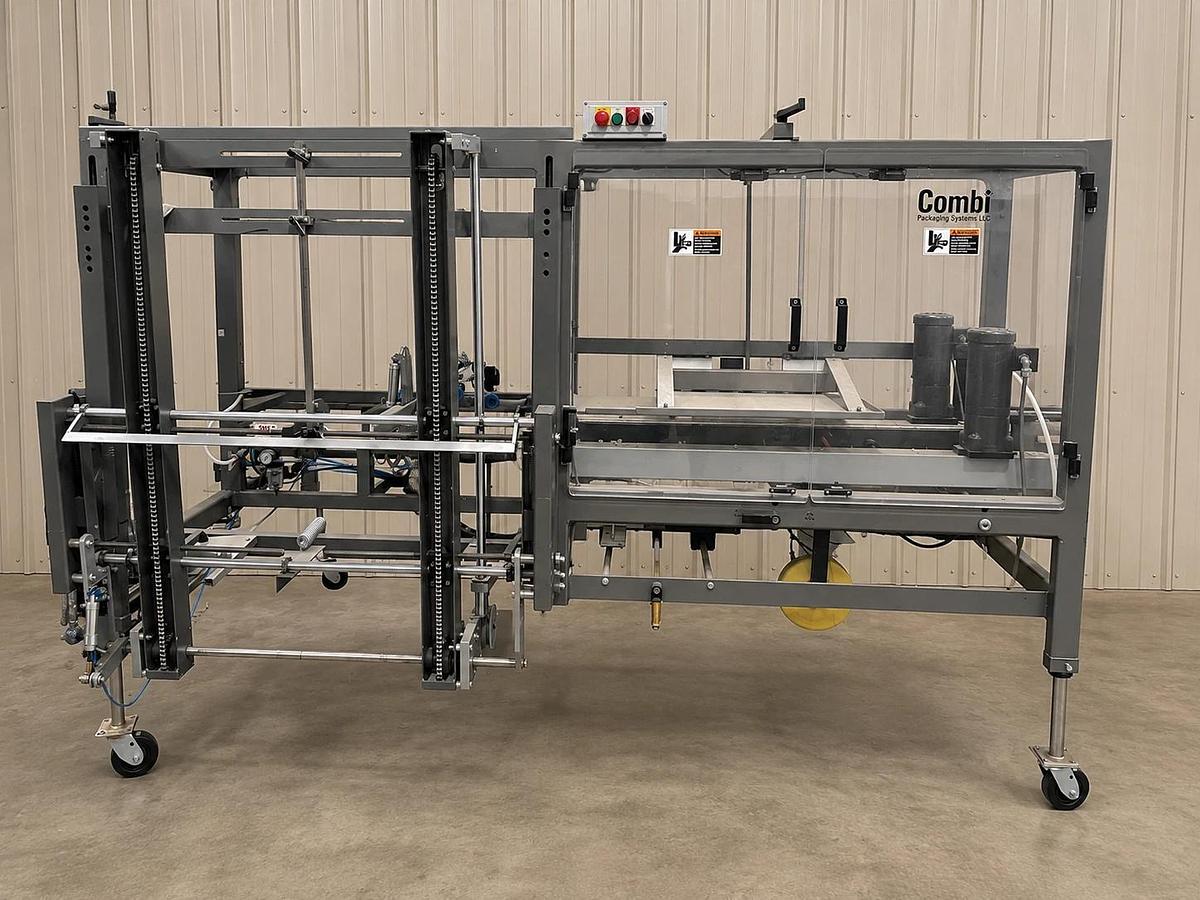 Used COMBI 2EZHS CASE ERECTOR / CASE FORMER Model 2EZHS Box Sealer Carton Tape Sealer