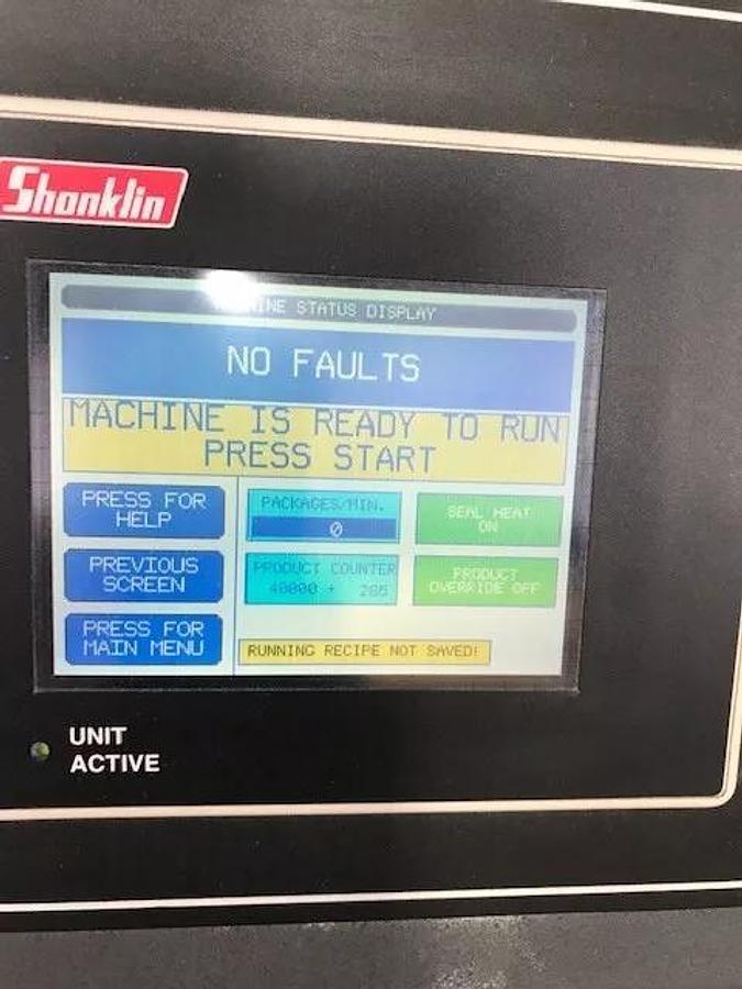 Used Shanklin F4A F-4A  Horizontal Flow Wrapper Automatic Continuous motion Form Fill