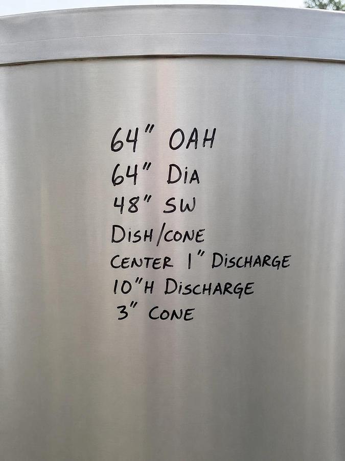Used 600 Gallon 304 Stainless Steel Open Top Cone Bottom Tank w/ heat /Cooling Coils