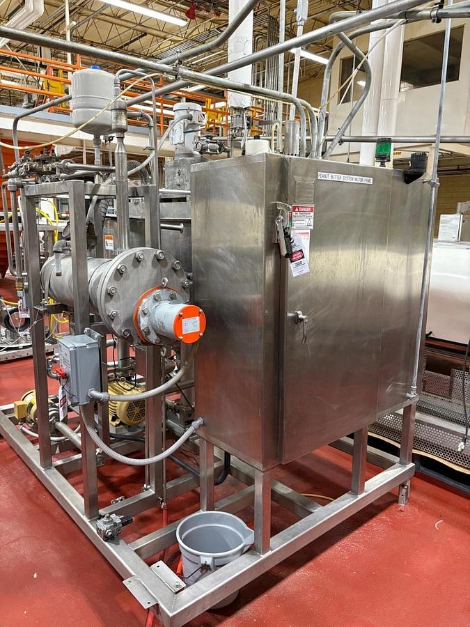 Used Groen TA-150 Stainless Steel Jacketed Scrape Surface Kettle Skid & Pumps Heat X