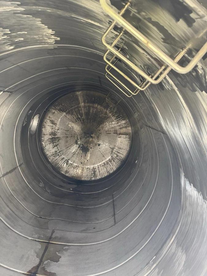 Used 10,000 Gallon Stainless Steel Vertical Storage Process Tank Dome Top Cone Bottom