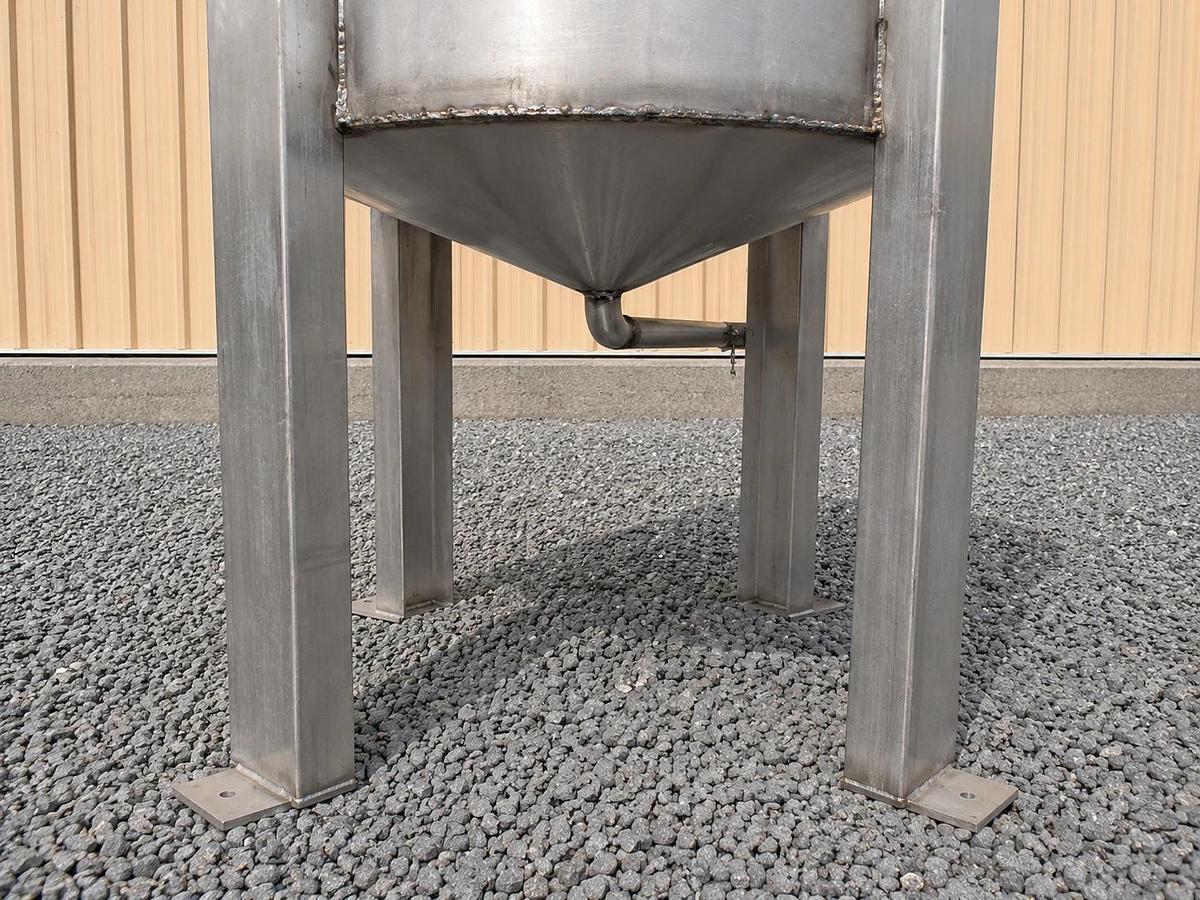 Used 50 Gallon 304 Stainless Steel Open Top Tank – Cone Bottom – 1” Center Drain
