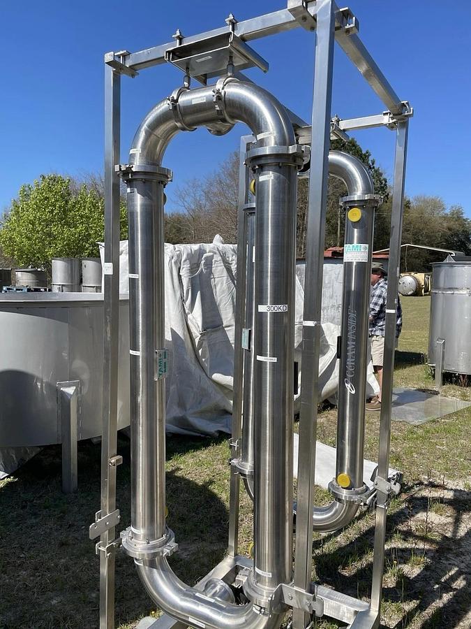 Used Tami Filtration Tubes Model Type Ceramic CC7.25 , 6 Tubes Plus Rack