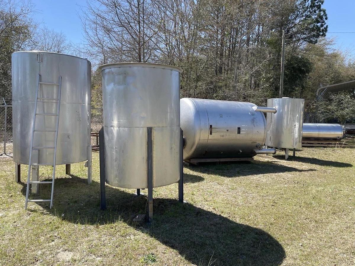 Used 600 Gallon Stainless Steel Mix Tank Cone Bottom , Open top