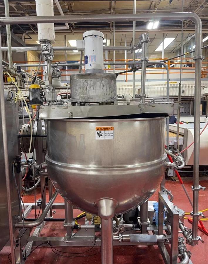 Used Groen TA-150 Stainless Steel Jacketed Scrape Surface Kettle Skid & Pumps Heat X