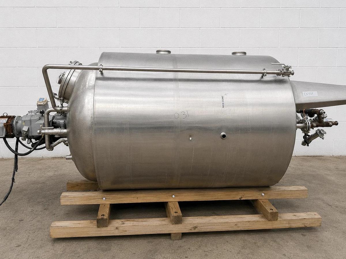 Used 500 Gallon Scrape Surface 316 Stainless Steel Jacketed Processor Single Motion