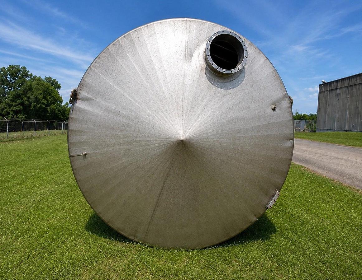 Used 10,000 Gallon Stainless Steel Vertical Storage Process Tank Dome Top Cone Bottom