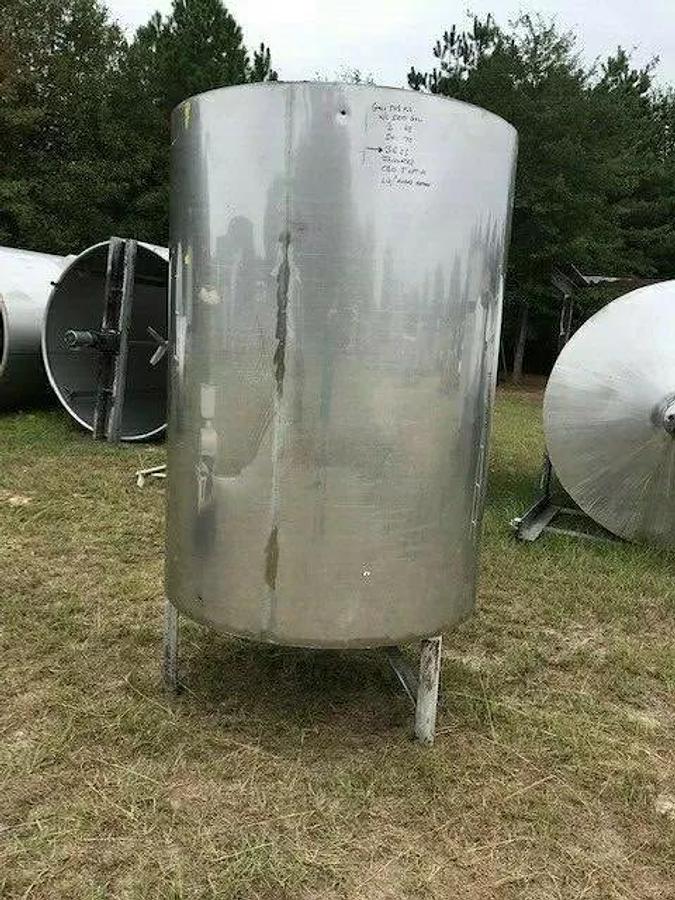 Used 500 Gallon 316 Stainless Steel Insulated Tank Closed Top , Cone , Hinged  Lid