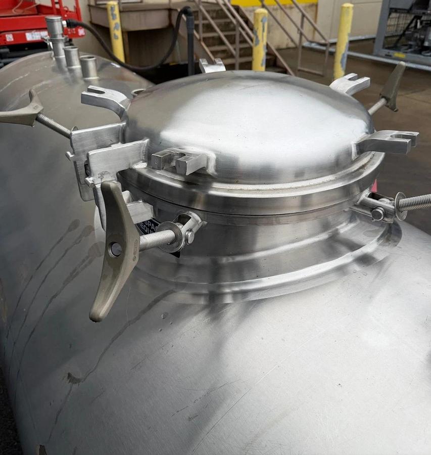 Used 750 Gallon Horizontal Holding Tank - 316 L Stainless Steel Tank w/skid