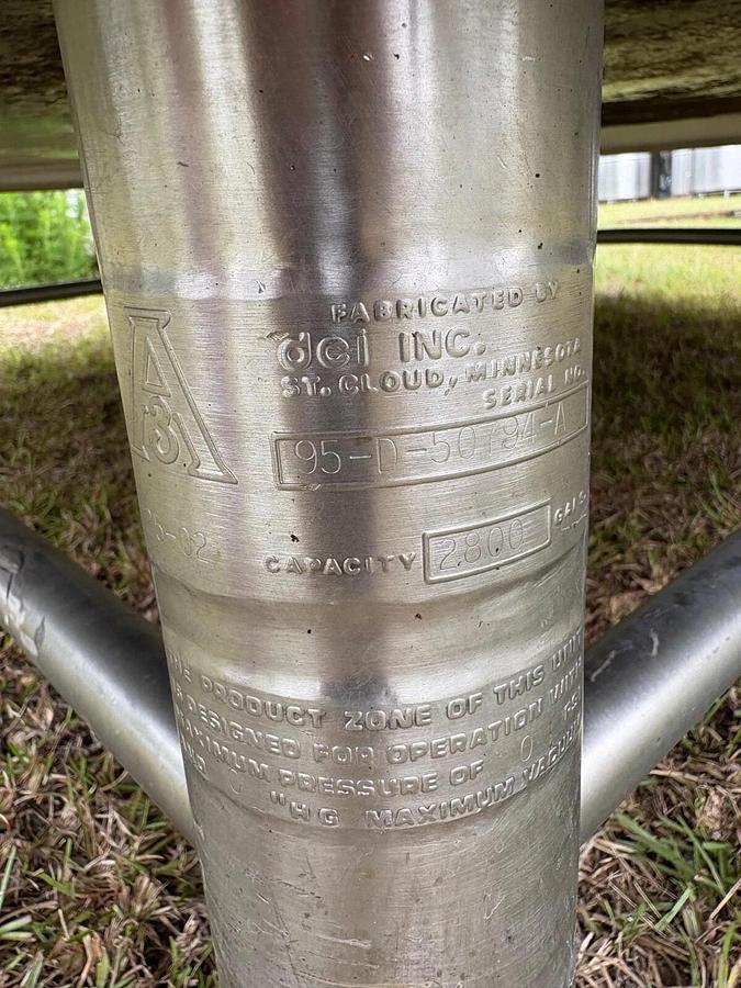 Used 3000 Gallon Stainless Steel Jacketed Processor mfg by DCI 60 PSI Sweep Agit