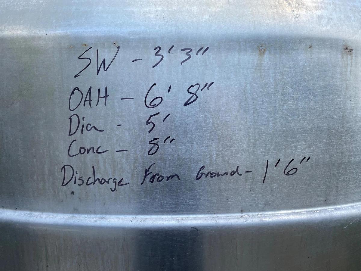 Used 500 Gallon Jacketed 304 Stainless Steel  w Cone bottom 50 PSI