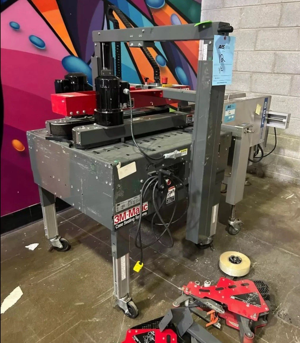 Used 3M-Matic 8000A Top&Bot Case Sealer w/ BEL 505G4 Semi-Automatic Case Erector 2018