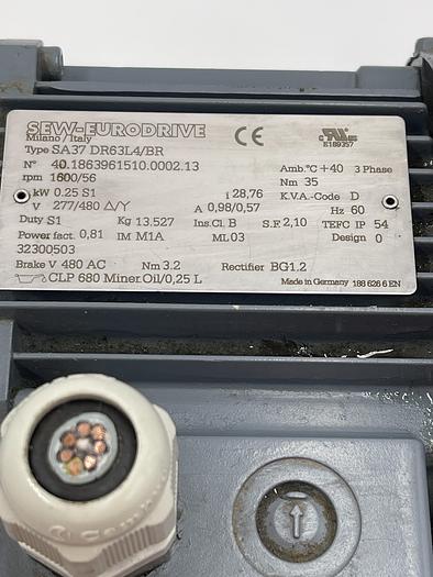 Used SEW EURODRIVE SA37/DR63L4/BR