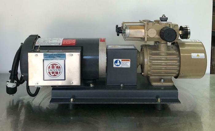 Used US Vacuum DV25B Rotary Vane Dry Vacuum Pump Marathon 2HP Motor (7750) W