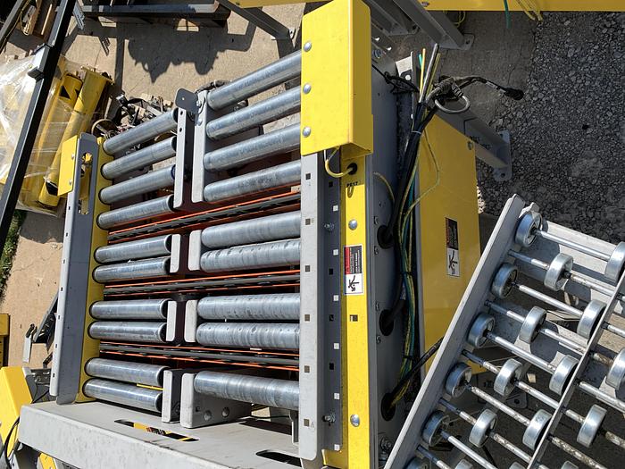 Used CONVEYOR SECTIONS, BALL, ROLLER, POWERED PLC CONTROLLED TRANSFER CONVEYOR,  SAFTEY FENCING