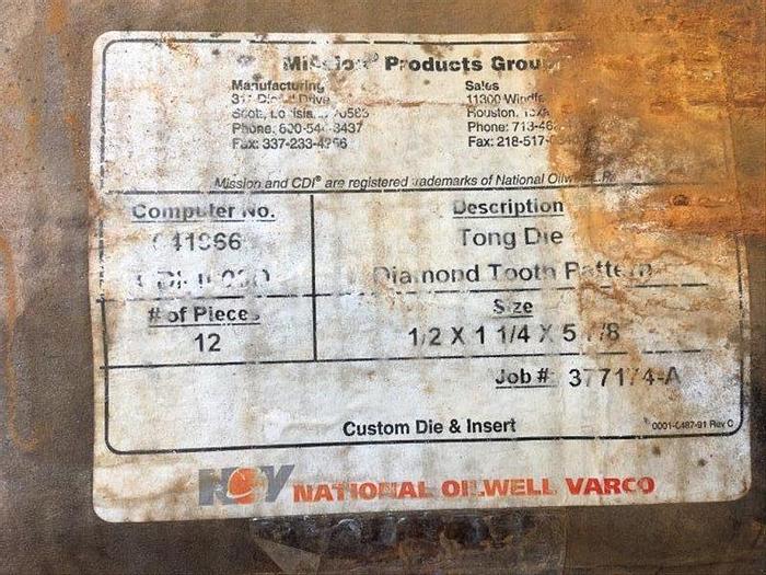 Used NOV Mission Custom Die & Insert 1" x 5-3/4" Tong Die