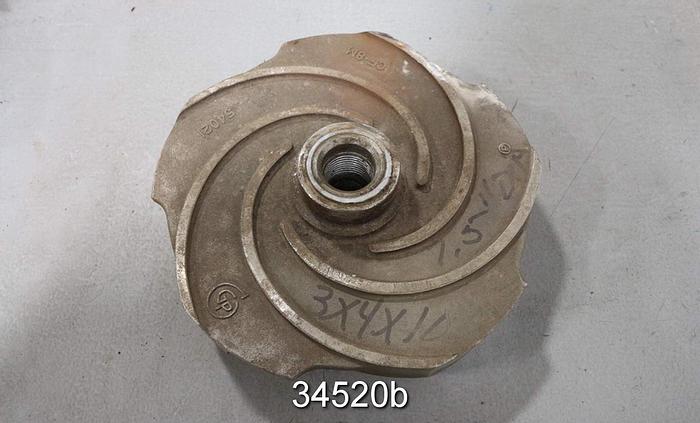 Used Goulds 3196 Impeller, 3x4x10, 6-Vane, 7.5" Diameter #34520