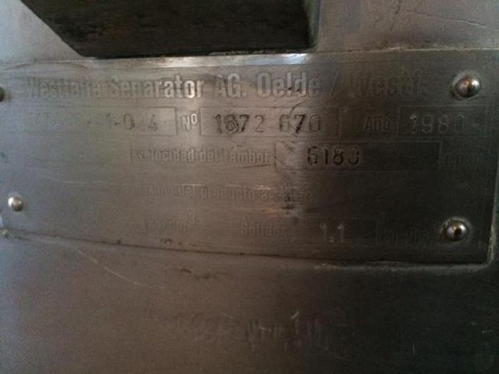 Used Centrifuge, Disc, Batch, Solid Wall, Westfalia, MTA50-01-024 #S739357