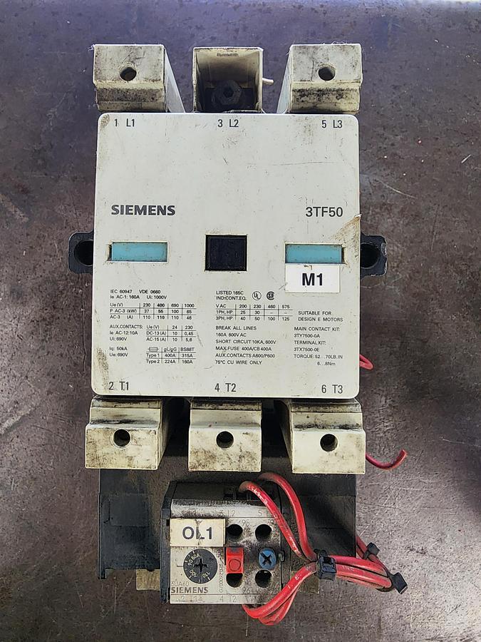 Used Siemens 3TF50 /  3UA60 00-2X 3-Pole Contactor