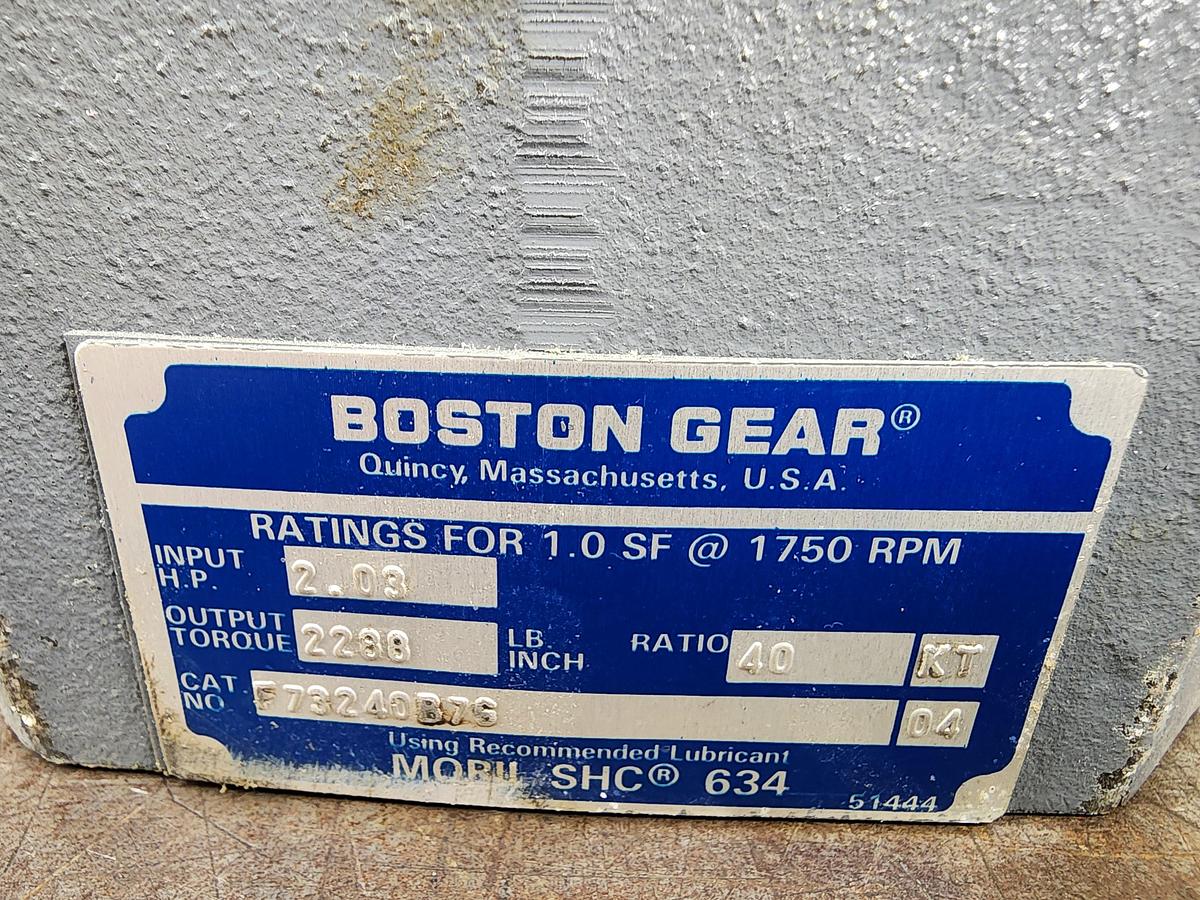 Used Boston Gear F73240B7G 2.03 HP Gearbox 40:1 Reducer F732-40-B7-G