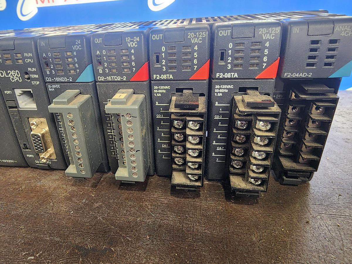 Used Koyo D2-06B-1 / F2-04AD-2 Direct Logic 205 6-Slot PLC with Modules