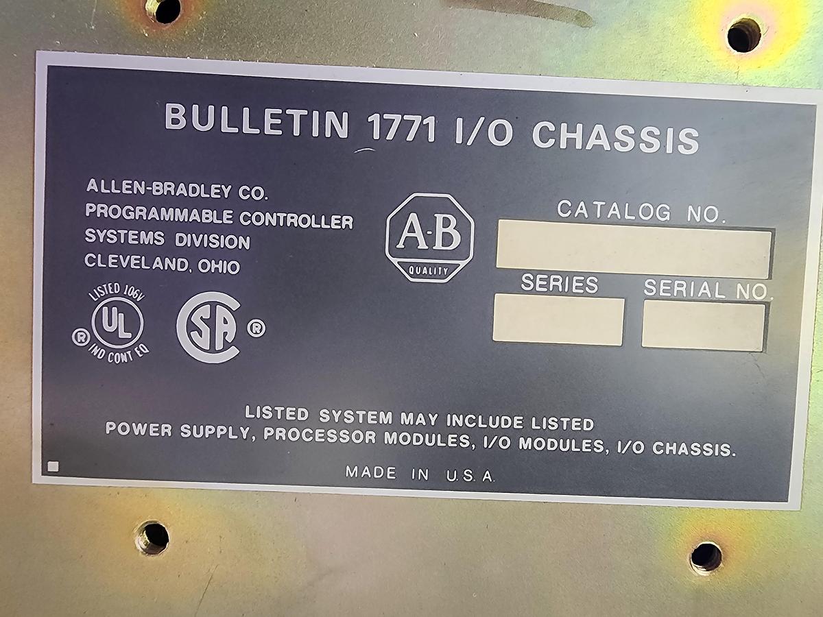 Used Allen-Bradley Bulletin 1771 16 Slot I/O Chassis w modules