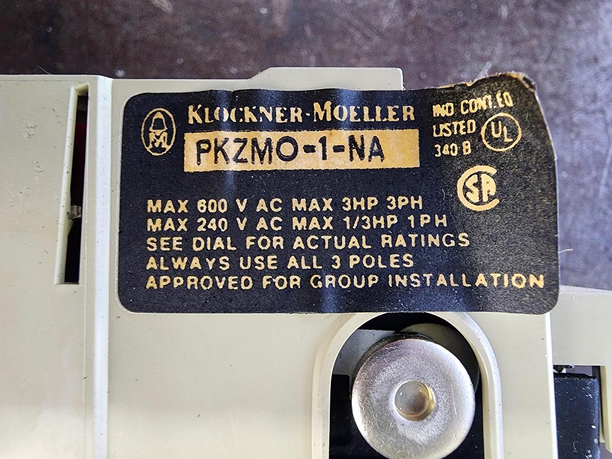 Used Klockner-Moeller PKZMO-1-NA Manual Motor Starter