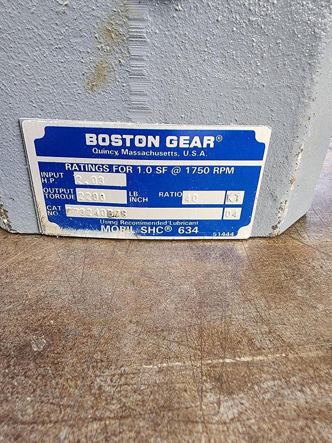 Used Boston Gear F73240B7G 2.03 HP Gearbox 40:1 Reducer F732-40-B7-G