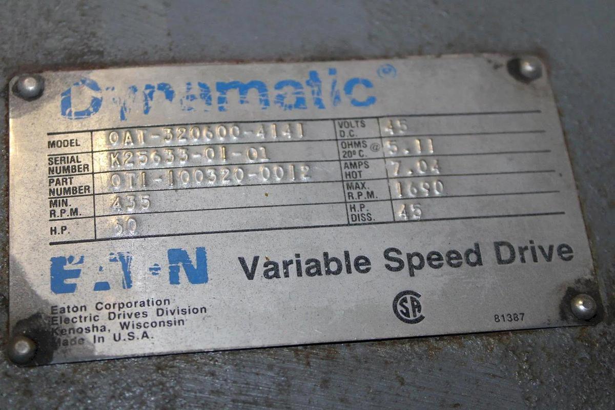 Used 60 HP EATON DYNAMIC VS DRIVE MOTOR