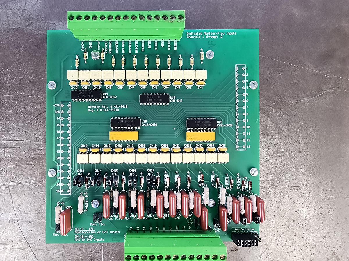 Used MINSTER 491-0415 Monitor Flow Board / 490-0318 Display